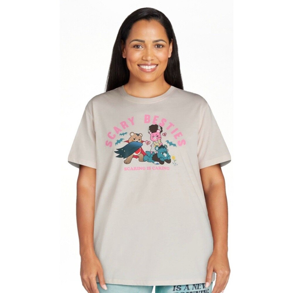 Care Bears S Womens Graphic Halloween T-Shirt Scary Besties Relaxed Pullover Top